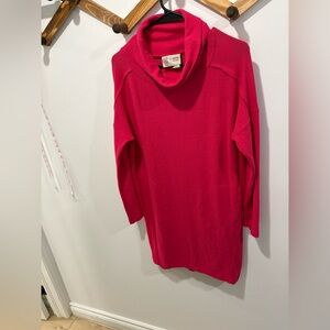 SATURDAY SUNDAY - ANTHROPOLOGIE -funnel neck longline tunic sweater in raspberry